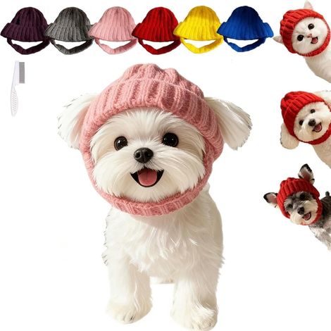 Bonnet Pour Chien - Bonnet Tricoté Chaud Et Coupe-Vent - Pour Chiens Et Chats - Taille Unique (1/5)