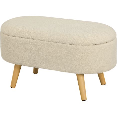 Teddy Fleece Storage Ottoman Cream White (1/5)