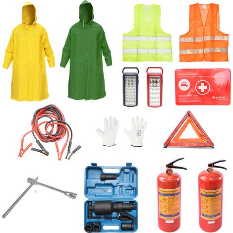 Kit di sicurezza per auto omologato da 15 pezzi, pacchetto legislativo per camion e furgoni