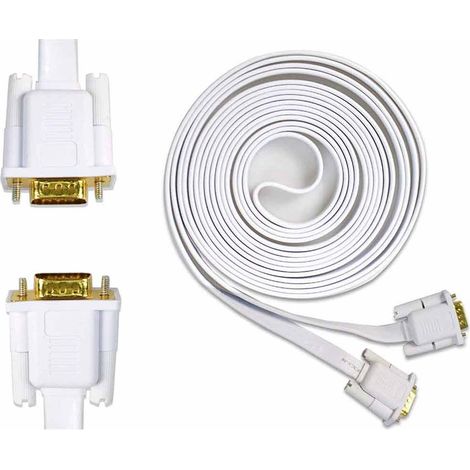Cavo prolunga vga Maschio 15 Pin 24k 10 Metri per Monitor pc Computer TV Video Piatto (1/2)