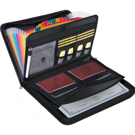 LN COZY CORNER Fireproof Document Organiser with Zipper & Labels Portable Folder File Box for Paperwork Storage, Certificates & Receipts Waterproof Filing Bag for Home & Office(Multicolor) (1/5)