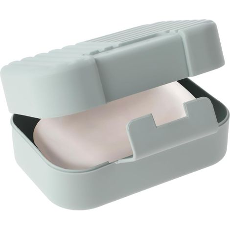Porte - savon en plastique portable avec couvercle pour douche, salle de bains, cuisine, camping, voyage, randonnée, gymnase, bleu (1/5)