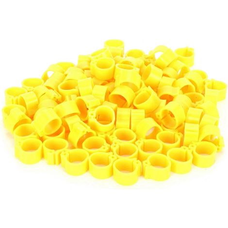 200 bagues de patte de pigeon de 10 mm sans inscription, clips pour pattes de volaille, bagues d'identification, accessoires pour oiseaux, jaunes (1/5)