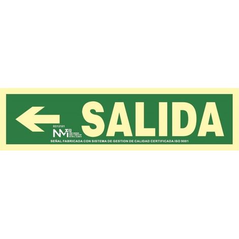 Señal Salida Izquierda PVC 10.5x42cm Verde