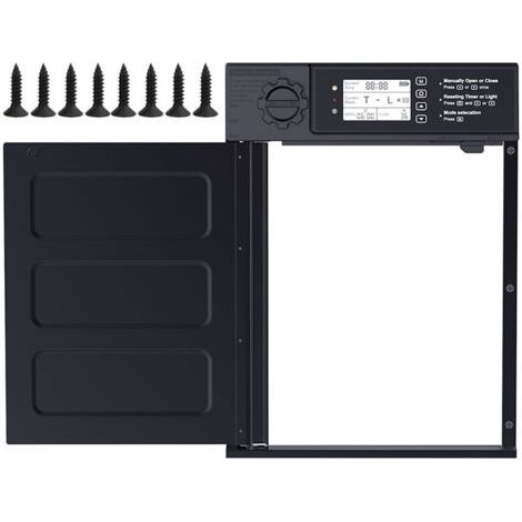 Porte Automatique Poulailler, Porte Poulailler Automatique Solaire, Trappe Poulailler avec Minuterie du Soir et du Matin, Aluminium, Écran LCD Programmable Étanche, Fonction Anti-pincement