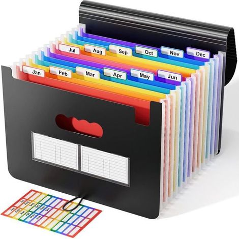 Trieur A4 / Range Document/Papier 12 compartiments- Valisette documents Classeur Organiseur Extensible Accordéon (1/5)