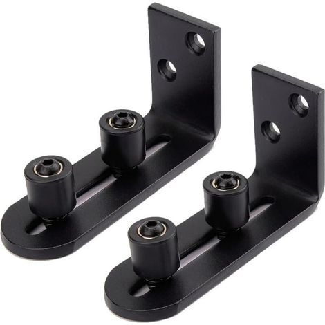 Guide pour portail coulissant réglable en acier au carbone noir – Roues doubles pour portes de 3 pouces – Installation rapide et ajustement facile