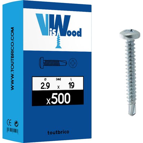 500 vis autoperceuses 2.9x19mm cylindrique PH zingué Viswood (1/2)