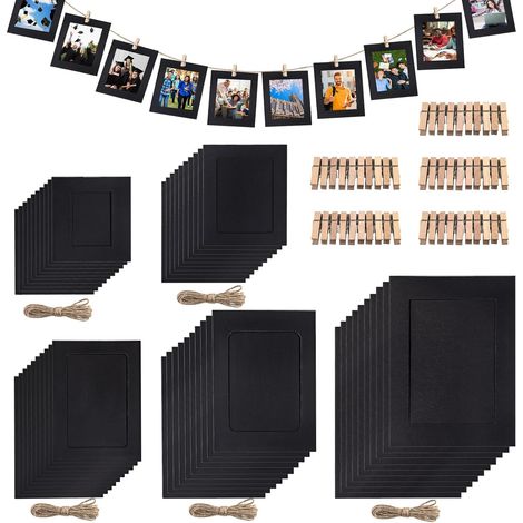 Lot de 50 cadres photo en papier, 7,6 cm/10,2 cm/12,7 cm/15,2 cm/17,8 cm, cadre photo en carton, affichage photo suspendu DIY pour maison, fête, artisanat de salle de classe et mur de bureau (1/5)