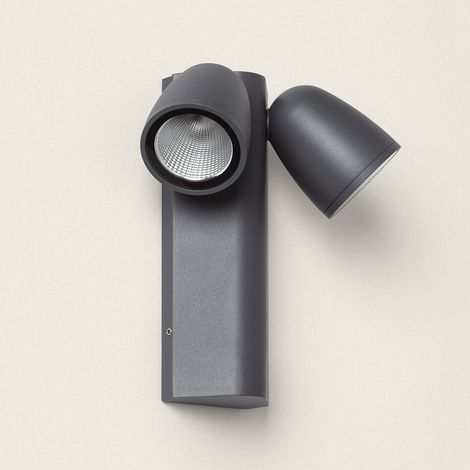 Aplique de Pared Exterior LED 12W Aluminio Abel Dos Focos  Gris Oscuro