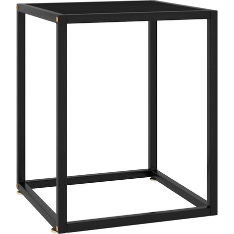 Table basse noire avec plateau en verre noir, 40 x 40 x 50 cm
