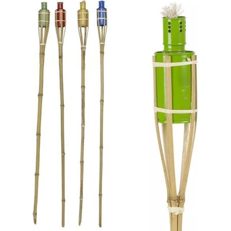 TrAdE Shop Traesio - Set 12pz Torcia In Bambù 120cm Colorate Giardino Vialetti Decorazione Esterna 016946 - (1/5)