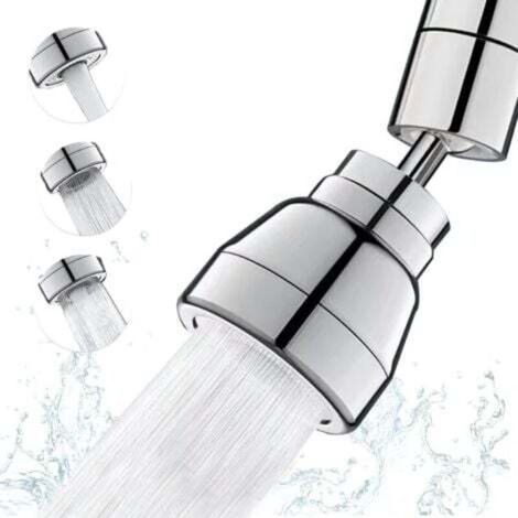 Küchenarmatur-Brausekopf mit 3 Modi – 360°-Sprühkopf für Küchenspülen (Silber), Küchenbelüfter, wassersparender Armaturenadapter, für Badezimmerwaschbecken, FM22/M24