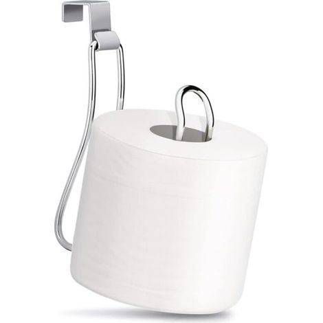 Portarotolo base da appendere sopra il serbatoio – Cromato – Porta rotolo di carta igienica da appendere al serbatoio o all'anta del mobiletto – Non richiede foratura Accessorio per il bagno