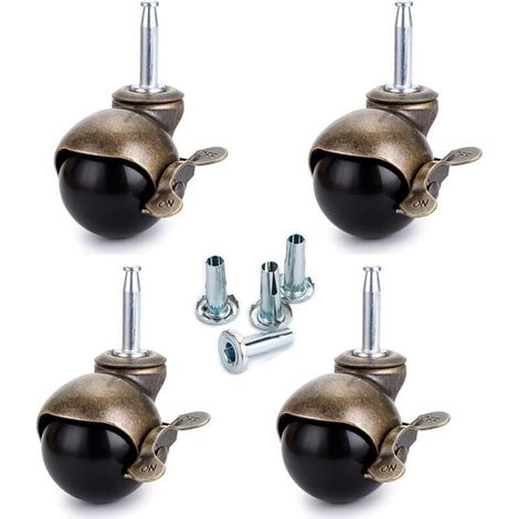 4-teiliges Set mit 40-mm-Lenkrollen, Möbelrollen mit Bremsen, Nylonrollen für Bürostühle, Schlafsofas, Sofas, Tragkraft 25 kg pro Rolle (1/4)