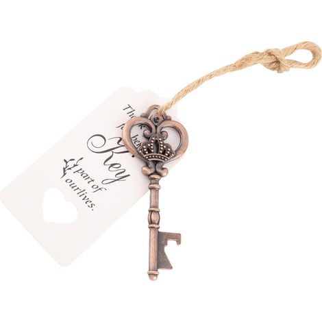 Ouvre-bouteille en forme de clé avec étiquette et ficelle, cadeau idéal pour les invités de mariage (50 pièces). (1/5)