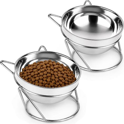 Set of 2 Raised Cat Bowls (1/5)