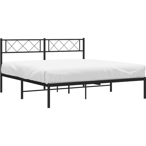 Estructura cama sin colchón con cabecero metal negro 135x190 cm vidaXL (1/5)