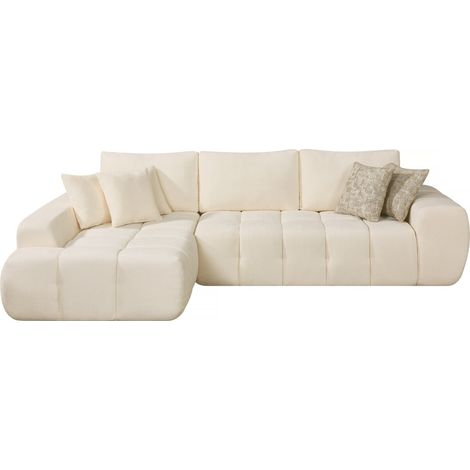Habitat Et Jardin – Canapé d'angle gauche 4 places en tissu beige – Dimensions 284 x 188 x 83 cm – Confort optimal avec 5 coussins inclus (1/5)