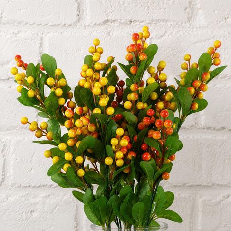 Pack of 6 x 70cm Artificial Orange Berry Spray - Premium Quality (1/5)