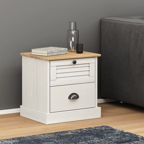 Mesita de noche VIGO madera maciza de pino blanco 42x35x42 cm vidaXL (1/5)