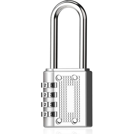 Cadenas à combinaison 4 chiffres en alliage de zinc, antivol mécanique à code pour armoire de rangement, argenté (1/5)