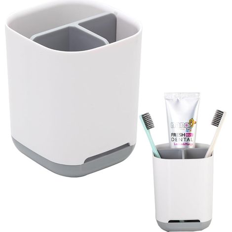 APEX Porte-brosses à dents, organisateur à 3 emplacements avec trous de drainage, gobelet de rangement multifonctionnel en plastique gris (1/5)