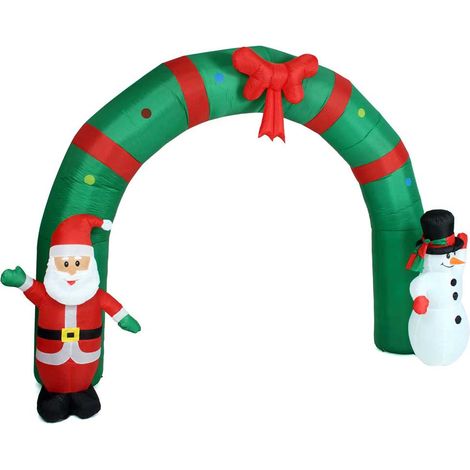 Arco Gonfiabile Natalizio con Babbo Natale e Pupazzo di Neve 300x240H cm Esterno (1/6)