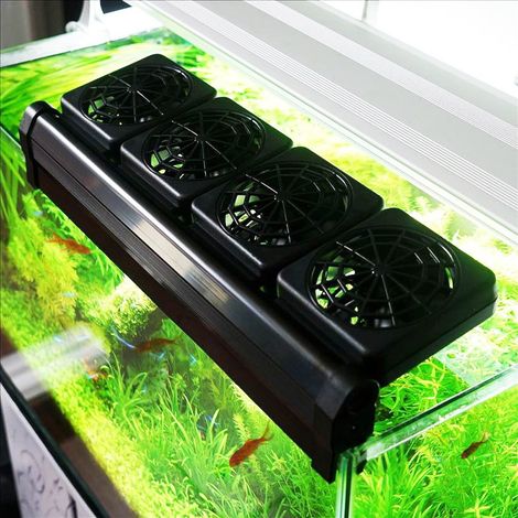 TrAdE Shop Traesio - Ventola Raffreddamento Fs604 Per Acquario 4 Ventole Acqua Acquario Dolce Marino - (1/5)