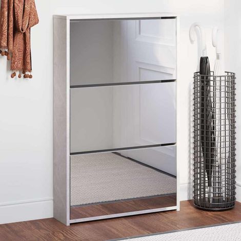 vidaXL Shoe Cabinet with Mirror 3-Layer Concrete Grey 63x17x102,5 cm (1/5)