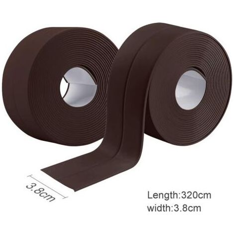 2 Rouleaux Bande Etancheite Autocollante Imperméable,PVC Ruban Adhesif de Scellage Mural,Douche,Toilette,Cuisine,Salle de Bains (Marron) (1/4)