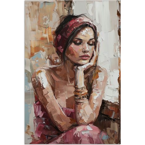AFFICHE Femme - Peinture - Portrait - Moderne Tableau Décoration Murale 80x120 cm (1/4)