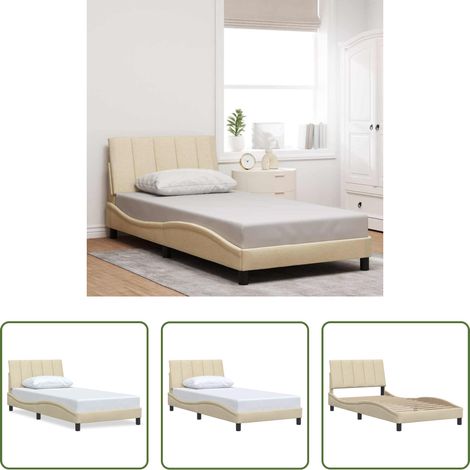 Matratze - Bettgestell ohne Matratze "Hanko" Creme 100x200 cm Stoff (1/5)
