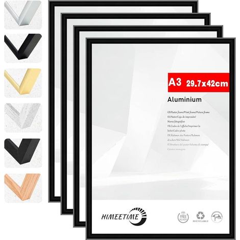 Bilderrahmen A3 Metall Schwarz 4x Alu Schwarz A3(29,7x42cm) 4x (1/5)