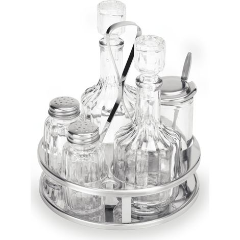 Ménagère huile vinaigre sel poivre moutarde H 17 cm inox MENAGE 1480 - Was Germany (1/2)
