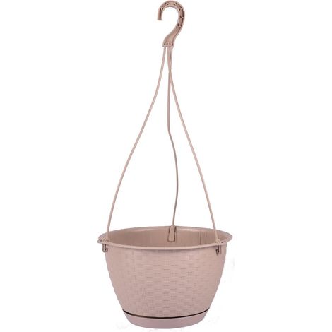 Blumentopf RATOLLA Round W 240, hängend, Mokka, mit Untersetzer, Hängetopf, mit Aufhänger