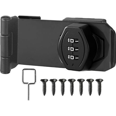 4 pouces Loquet Porte avec Serrure a Code, Verrou Porte Placard Serrure Armoire Serrure à Combinaison Verrou à Mot de Passe pour Portes, Fenêtres, Garages, Jardins, Salles de Bains Noir (1/5)