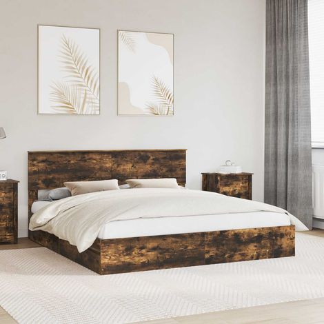 Aufbewahrungsbett Geräucherte Eiche 180 x 200 cm Holzwerkstoff