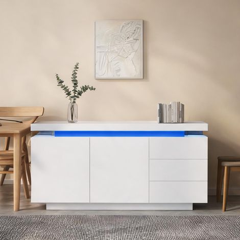 Buffet coloris blanc en panneau de particules 140 x 38 x 72 cm (1/5)