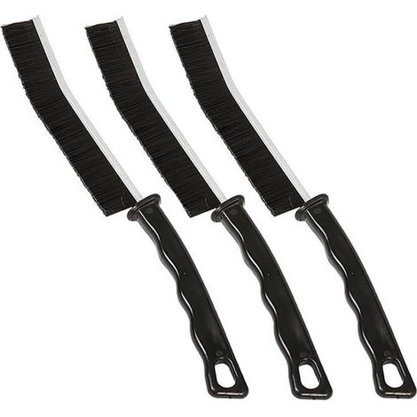 Set di 3 spazzole per fessure, spazzola a mano stretta con manico lungo e rigido, facile da appendere per cucine, finestre, auto, rubinetti - Nero (1/5)