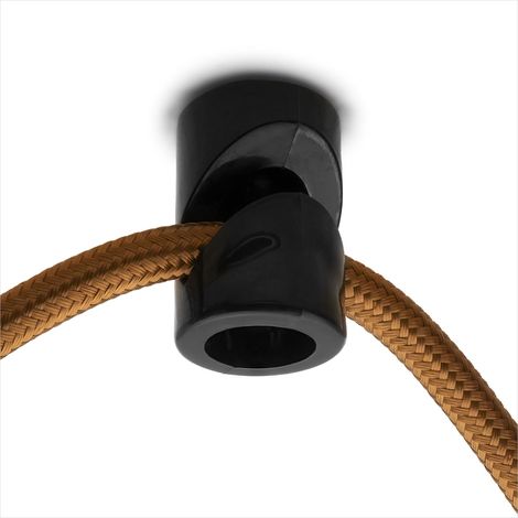 Amarcords - 5 Decentratori a uncino da soffitto per lampade e sospensioni. Gancio hook da soffitto a discesa verticale con regolazione cavo a vista - Decentratore cavo elettrico colore NERO (1/5)