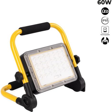 Projecteur LED 60W portable – IP65 étanche – 6000K blanc froid – Boîtier aluminium résistant aux chocs – Flux lumineux 783lm (1/5)