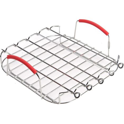 Grill Rack - Double Layer Stainless Steel Rack With Skewers - For Grilling Kebabs Vegetables Steaks Pizzas - 20.8 X 20.8 Cm - 1 Piece (1/5)