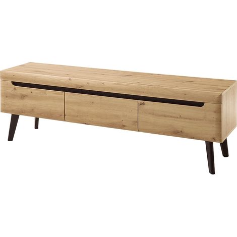 TV Lowboard 160cm im skandinavischen Design TIROL-61 Eiche Artisan mit schwarz, B/H/T ca. 160/50/40cm (1/5)