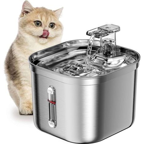 Fontaine a Eau Chat, 2.2L Fontaine INOX, Pompe à Eau Ultra-Silencieuse, Distributeur Eau Chien Lavable au Lave-Vaisselle (1/5)