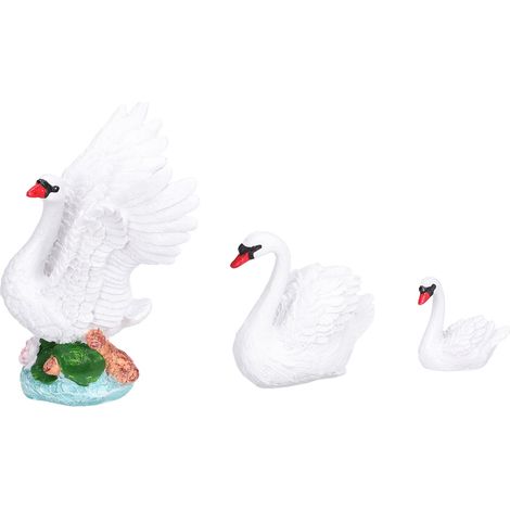 Figurine décorative de cygne de Simulation d'ornements de cygne en résine de 3 pièces pour la maison de jardin Miniature. (1/5)