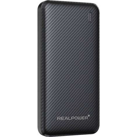 RealPower Power bank 10000 mAh Ricarica rapida, Consegna di potenza USB-A, USB-C® Nero