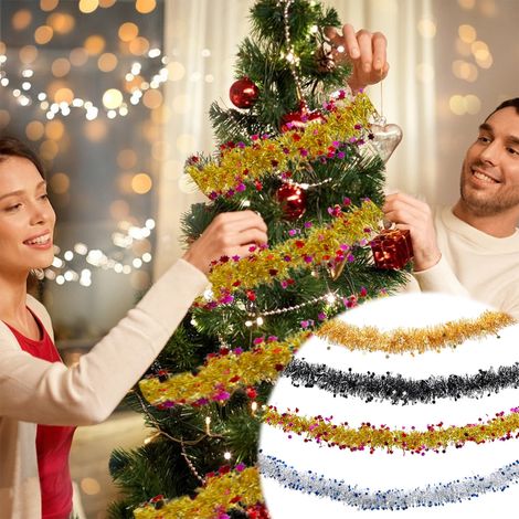 Guirlande En Laine - 200 cm - Argent - Pour Décoration De Noël Arbre Fête Mariage - 6 Pièces (1/5)