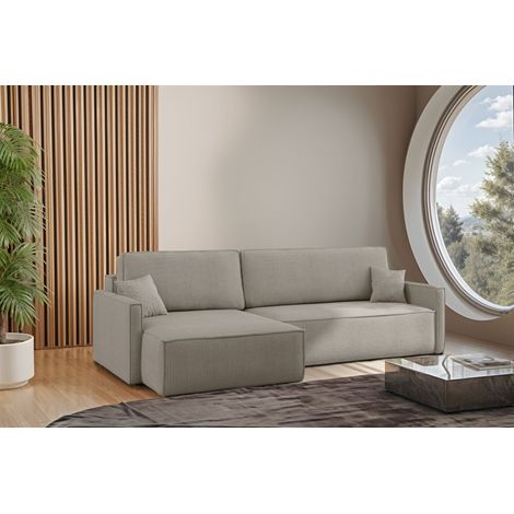Ecksofa Schlafsofa Sofa LOUIS Stoff Scala Hellgrau Ottomane Links (1/4)