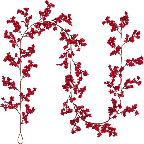 Guirlande de baies rouges de noël, 1.8m, artificielle, pour cheminée, fenêtre, porte suspendue, décoration de maison de vacances (1/5)
